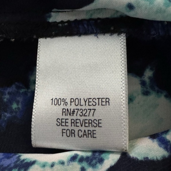 Apt 9 2X Shirt Top Blue White Floral Flower Long Sleeve Collared Tunic Womens - Picture 7 of 7